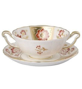 Derby Panel Red - Cream Soup Bowl & Saucer