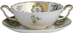 Derby Panel Green - Cream Soup Bowl & Saucer