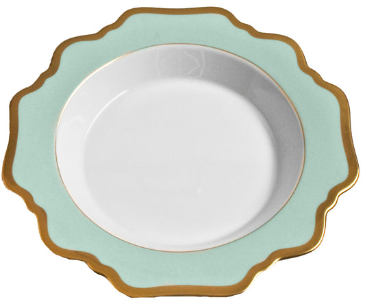 Anna's Palette Aqua Green Rim Soup
