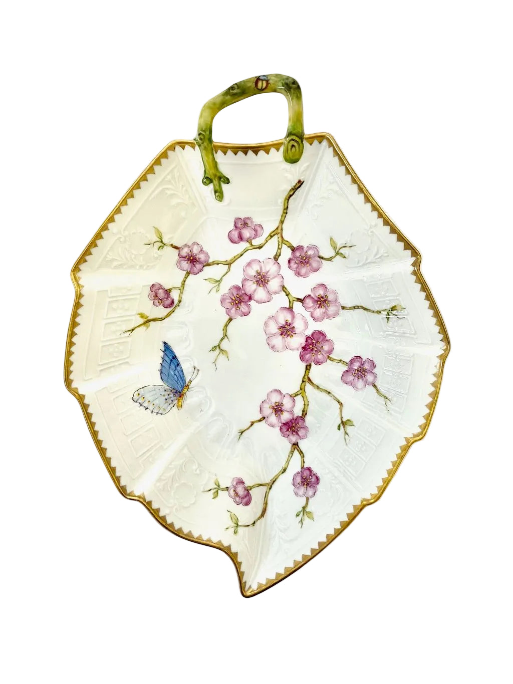 Hand Painted Leaf Plate - Cherry Blossom