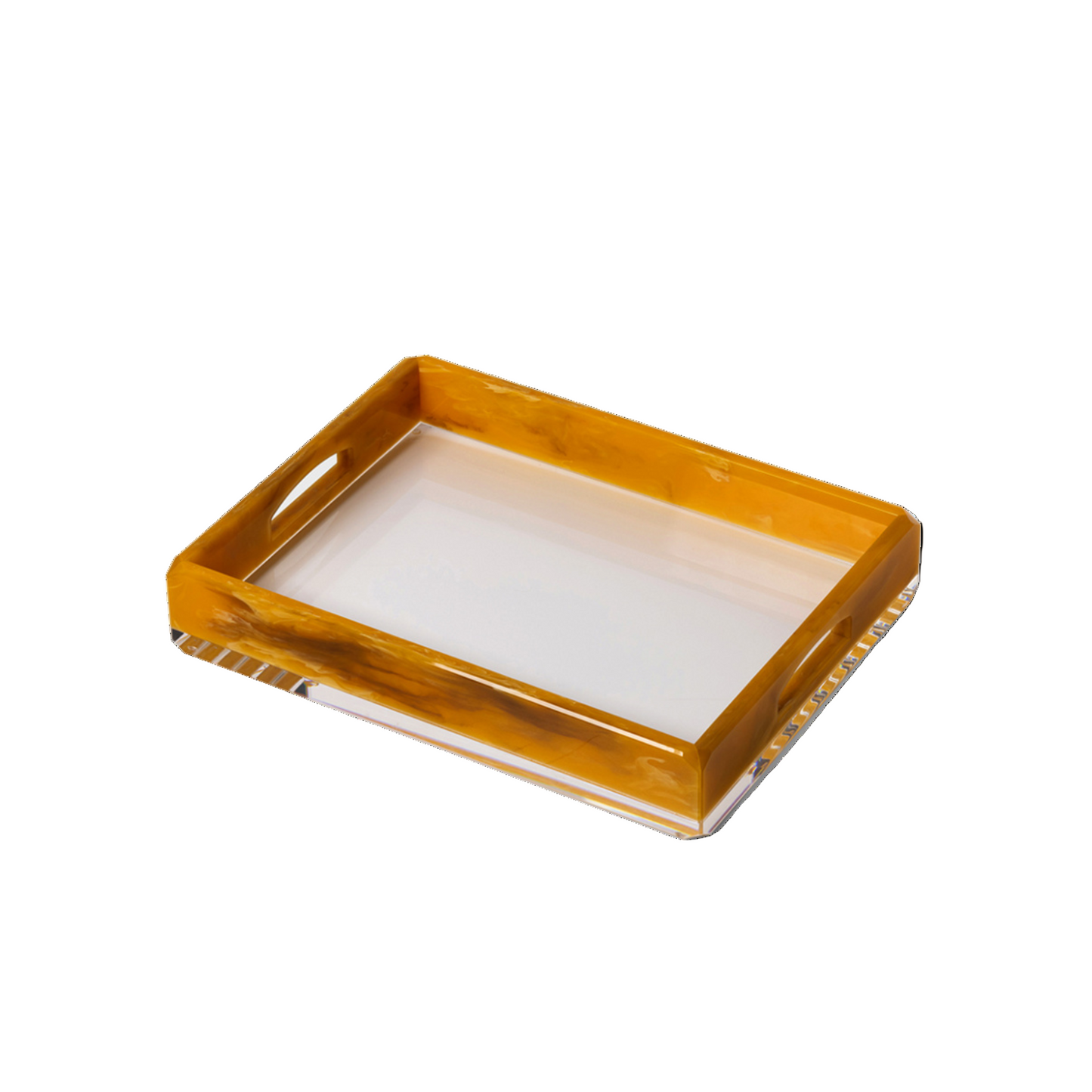 Rectangular acrylic orange tray on a white background