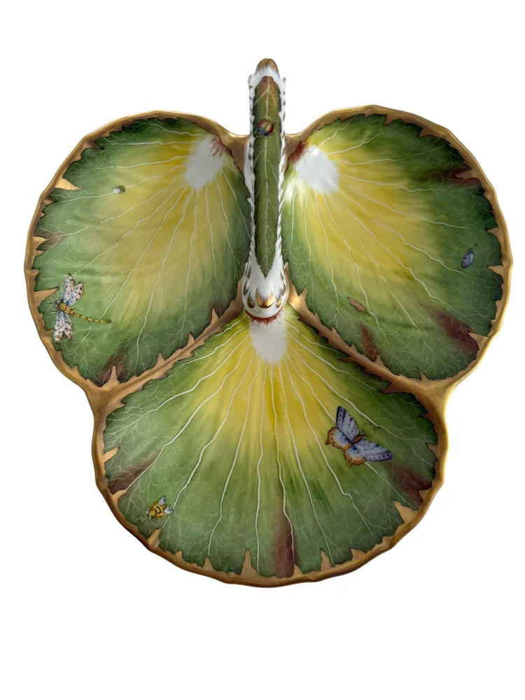 Hand Painted 3 Section Leaf Serving Platter