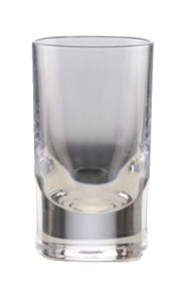 A clear acrylic highball glass on a white background.
