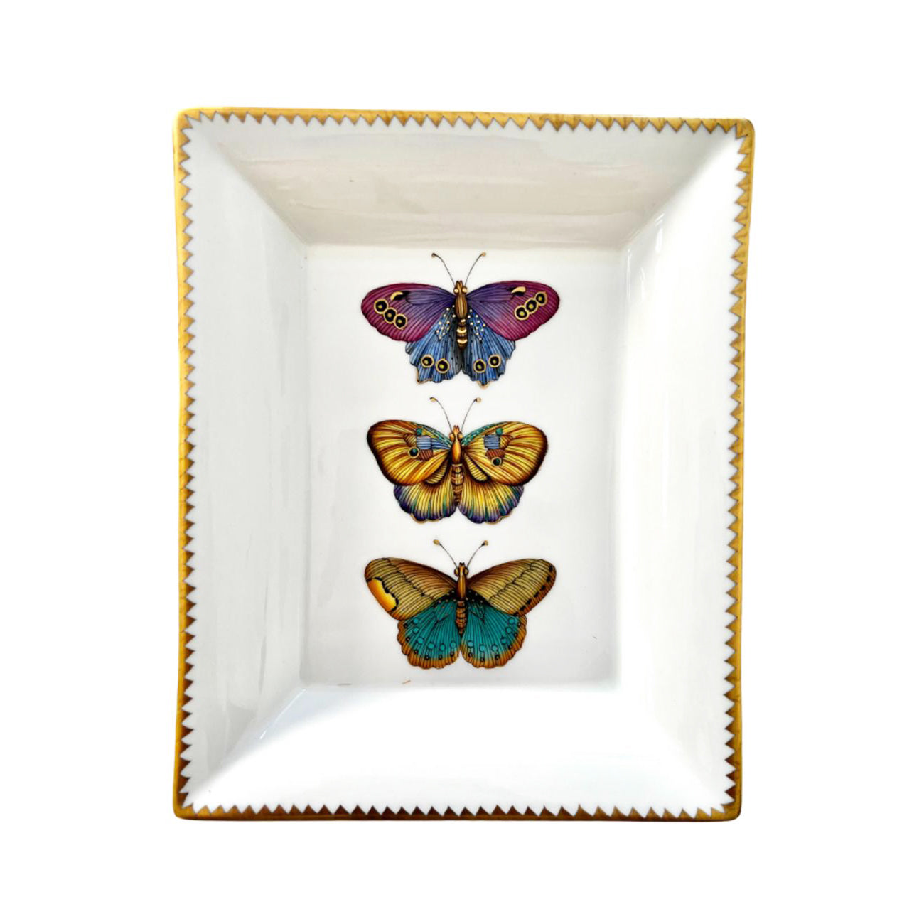 Hand Painted Vide Poche, Rectangular - Exotic Butterflies