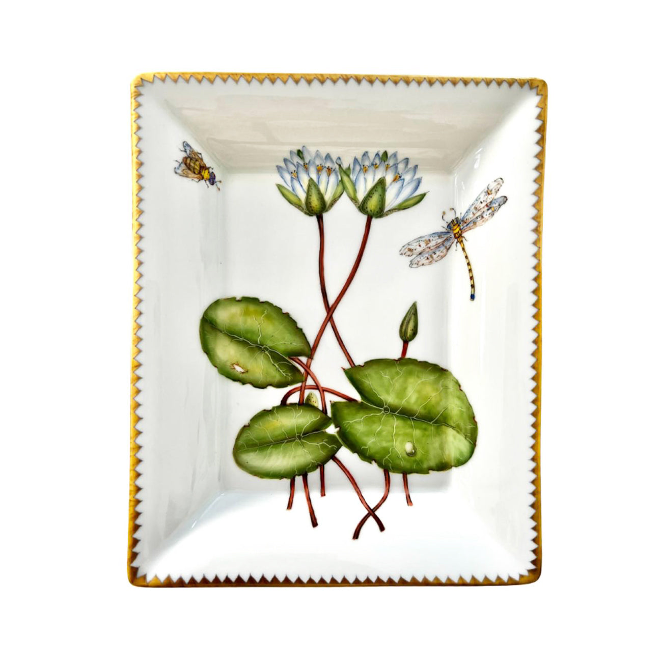 Hand Painted Vide Poche, Rectangular - Waterlily