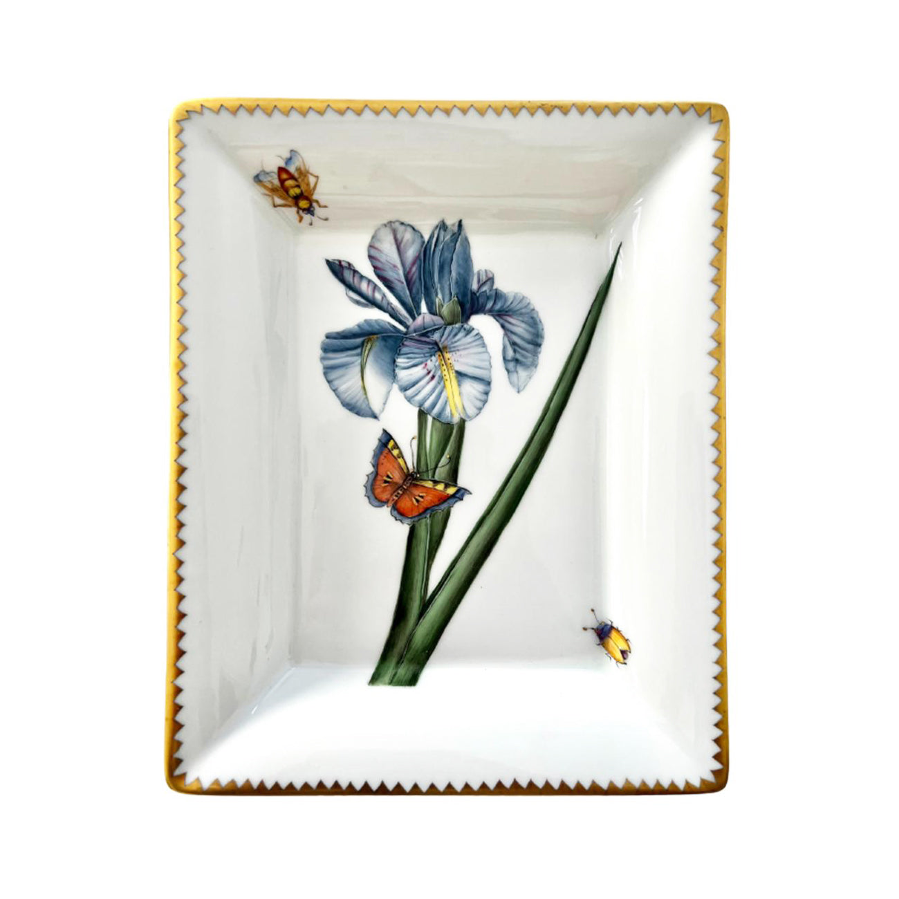 Hand Painted Vide Poche, Rectangular - Blue Iris