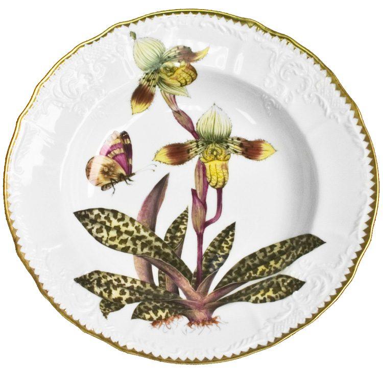 Orchid Hand Painted Rim Soup Bowl