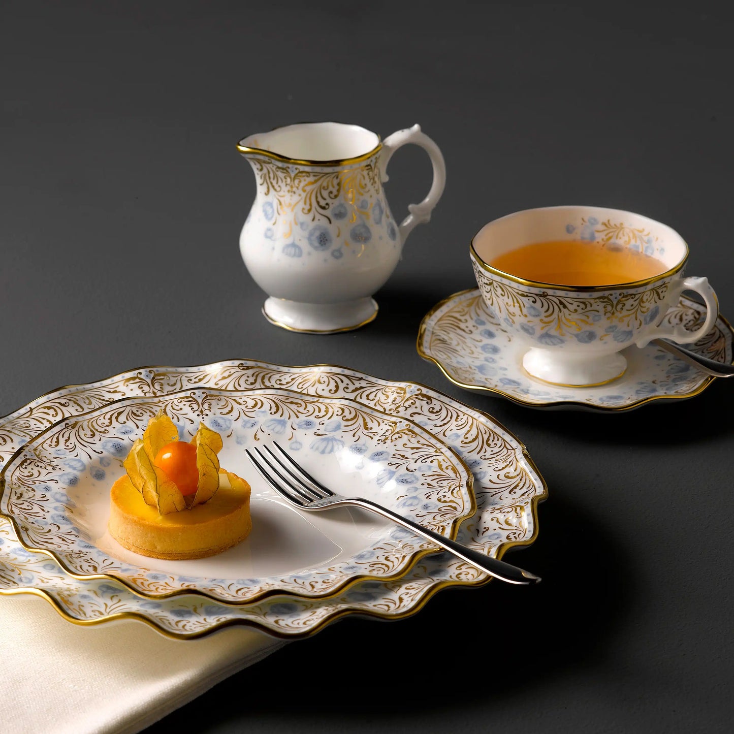 Royal Peony Blue Tea Cup & Saucer