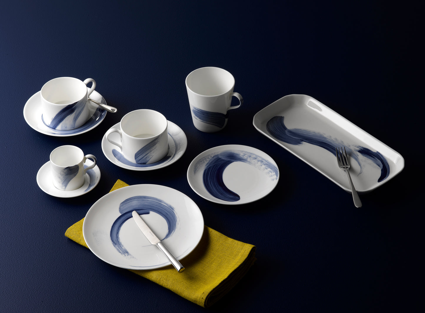 Brushstroke Blue Coffee Cup & Saucer