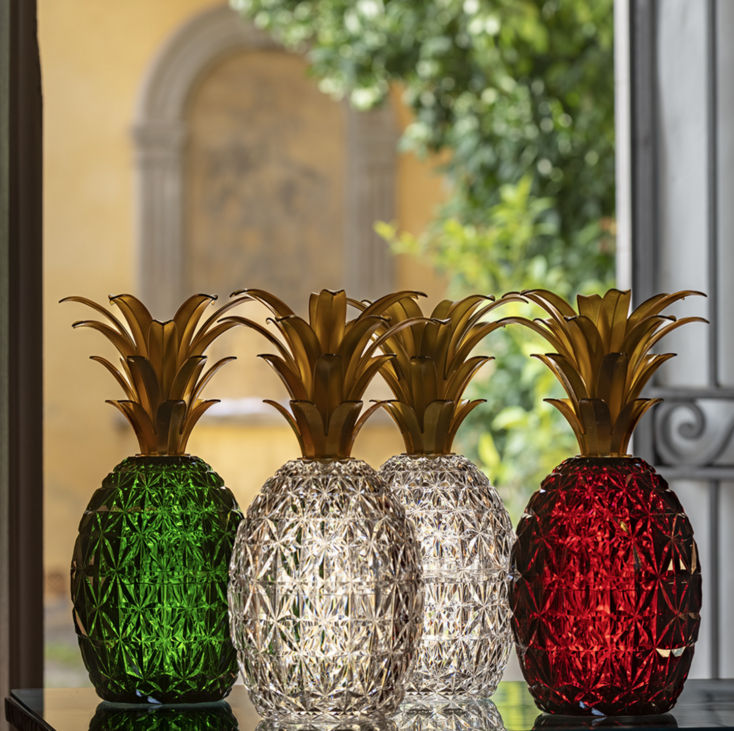 acrylic pineapple-shaped cutlery holder.