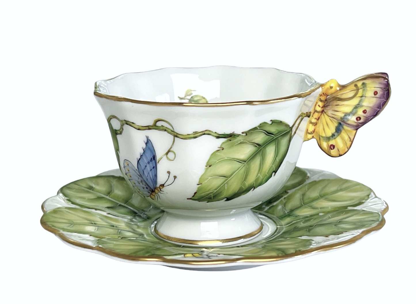 Butterfly & Flower Tea Cup & Saucers