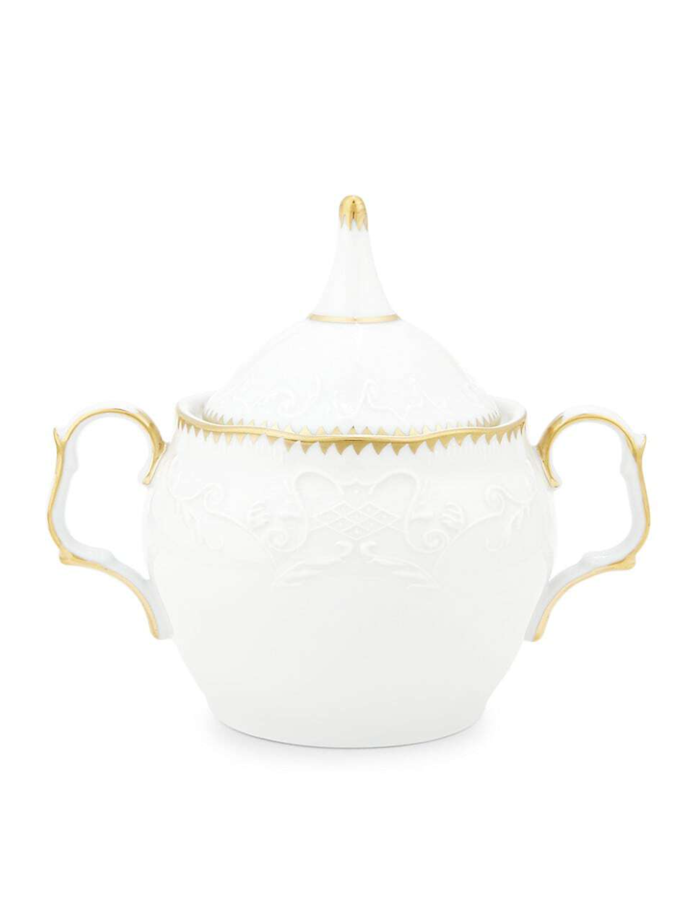 Simply Anna White & Gold Covered Sugar Bowl