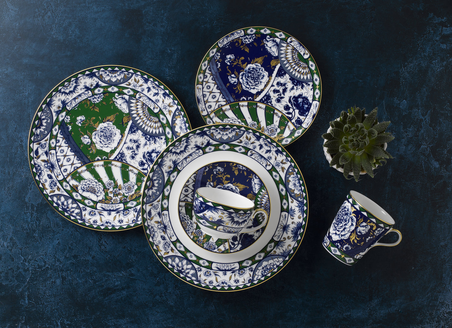 Victoria's Garden Blue & Green Dinnerware