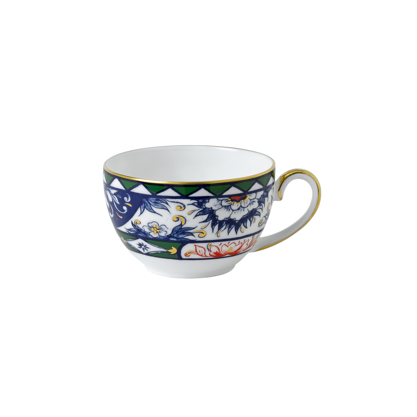 Victoria's Garden Blue, Green & Red Tea Cup & Saucer