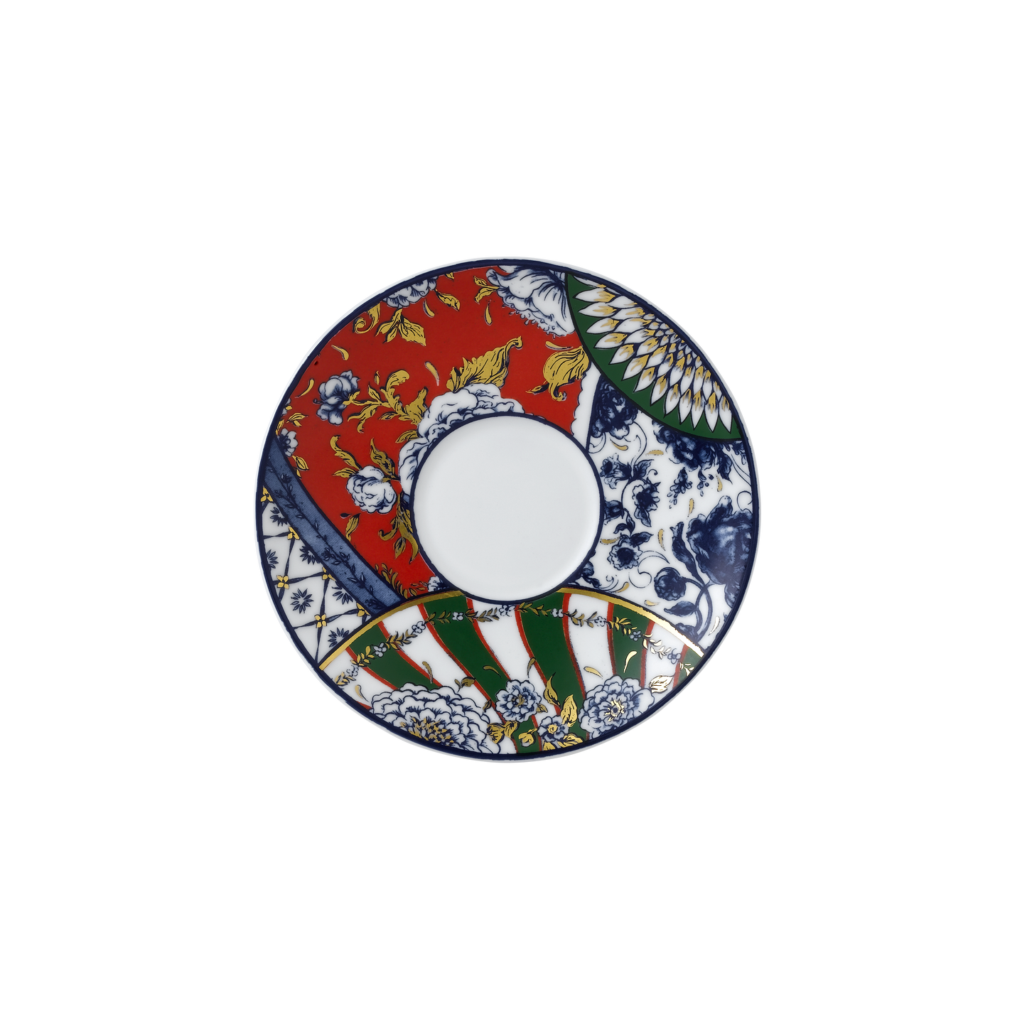 Victoria's Garden Blue, Green & Red Tea Cup & Saucer