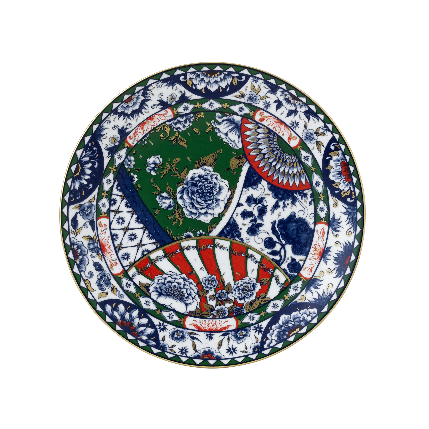 Victoria'S Garden Blue Green & Red Dinnerware