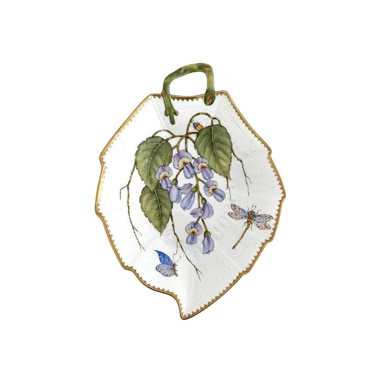 Hand Painted Leaf Plate - Wisteria