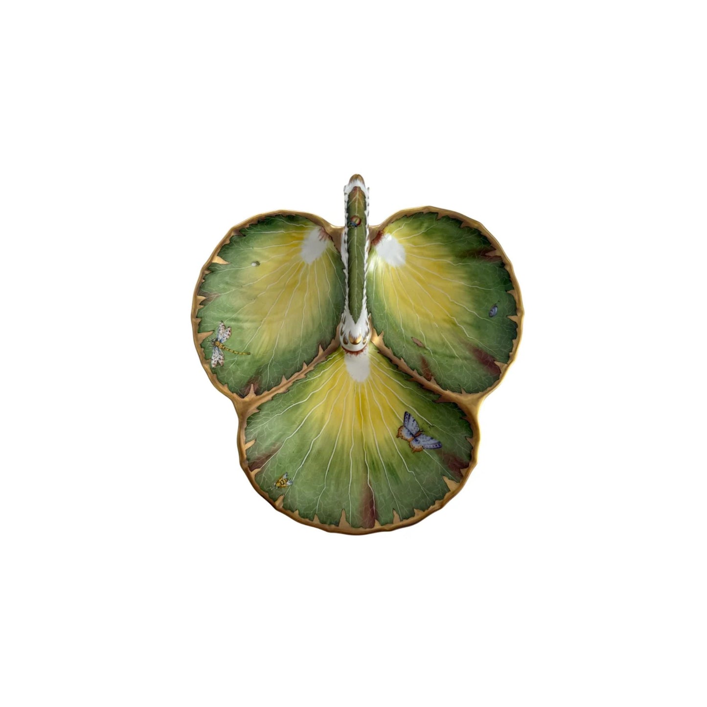 Hand Painted 3 Section Leaf Serving Platter