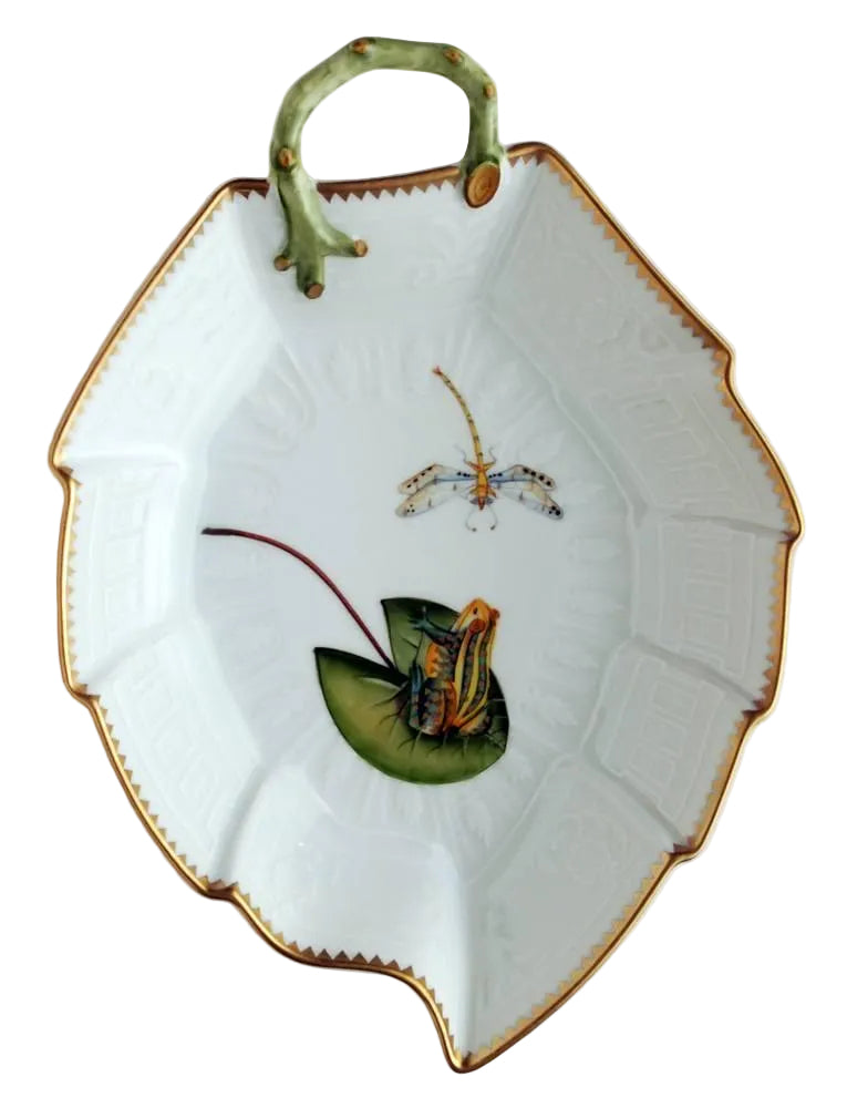 Hand Painted Leaf Plate - Frog on Lily Pad