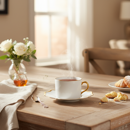 Anna's Palette White Tea Cup & Saucer