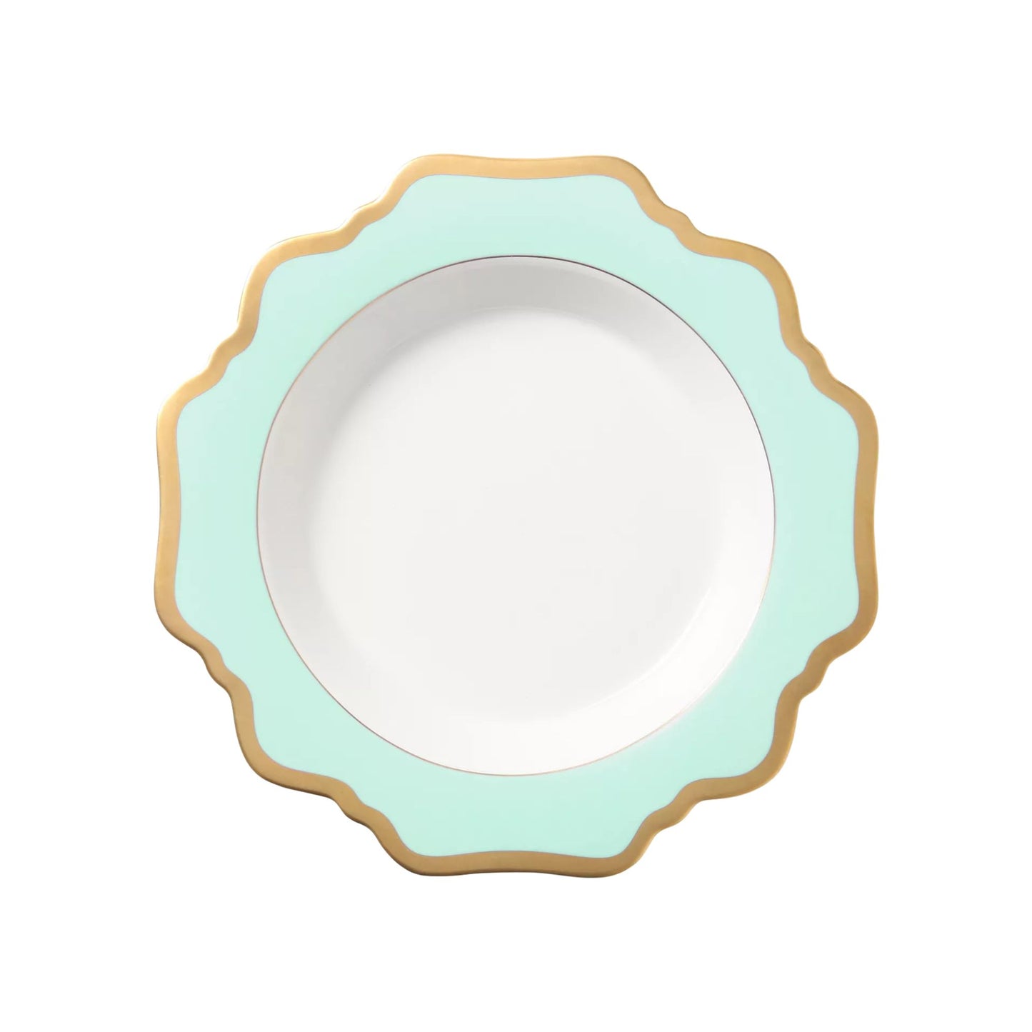 Anna's Palette Aqua Green Rim Soup
