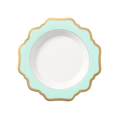 Anna's Palette Aqua Green Rim Soup