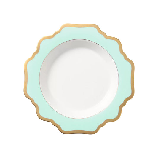 Anna's Palette Aqua Green Rim Soup