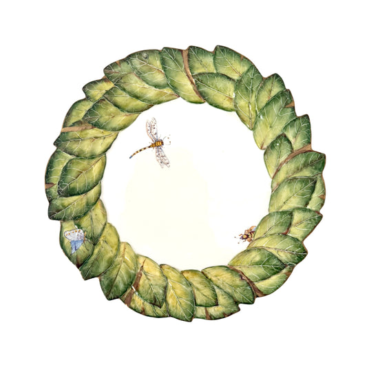 Embossed Grean Leaf Dinner Plate