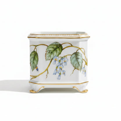 Hand Painted Cachepots, Square - Blue Wisteria
