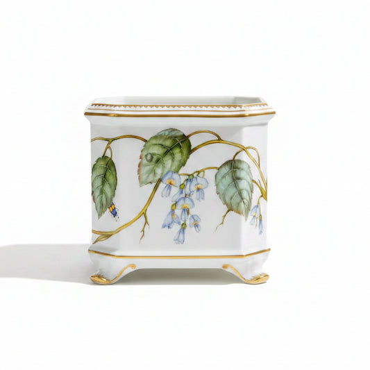 Hand Painted Cachepots, Square - Blue Wisteria