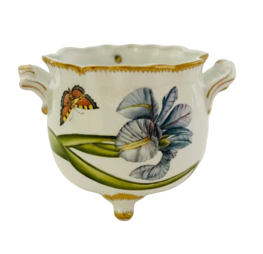 Hand Painted Round Cachepot - Iris Ruffled