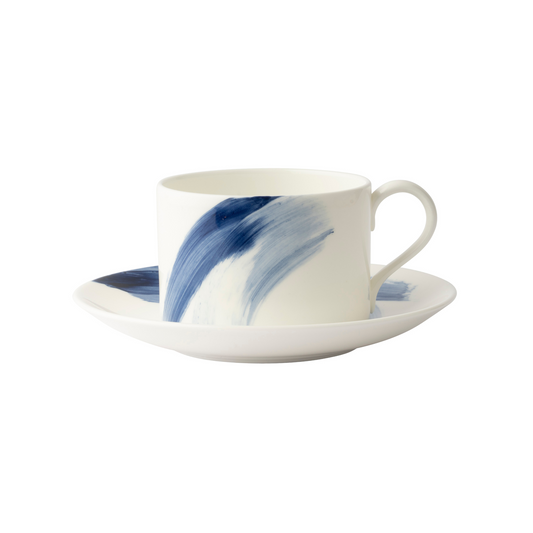 Brushstroke Blue Tea Cup & Saucer