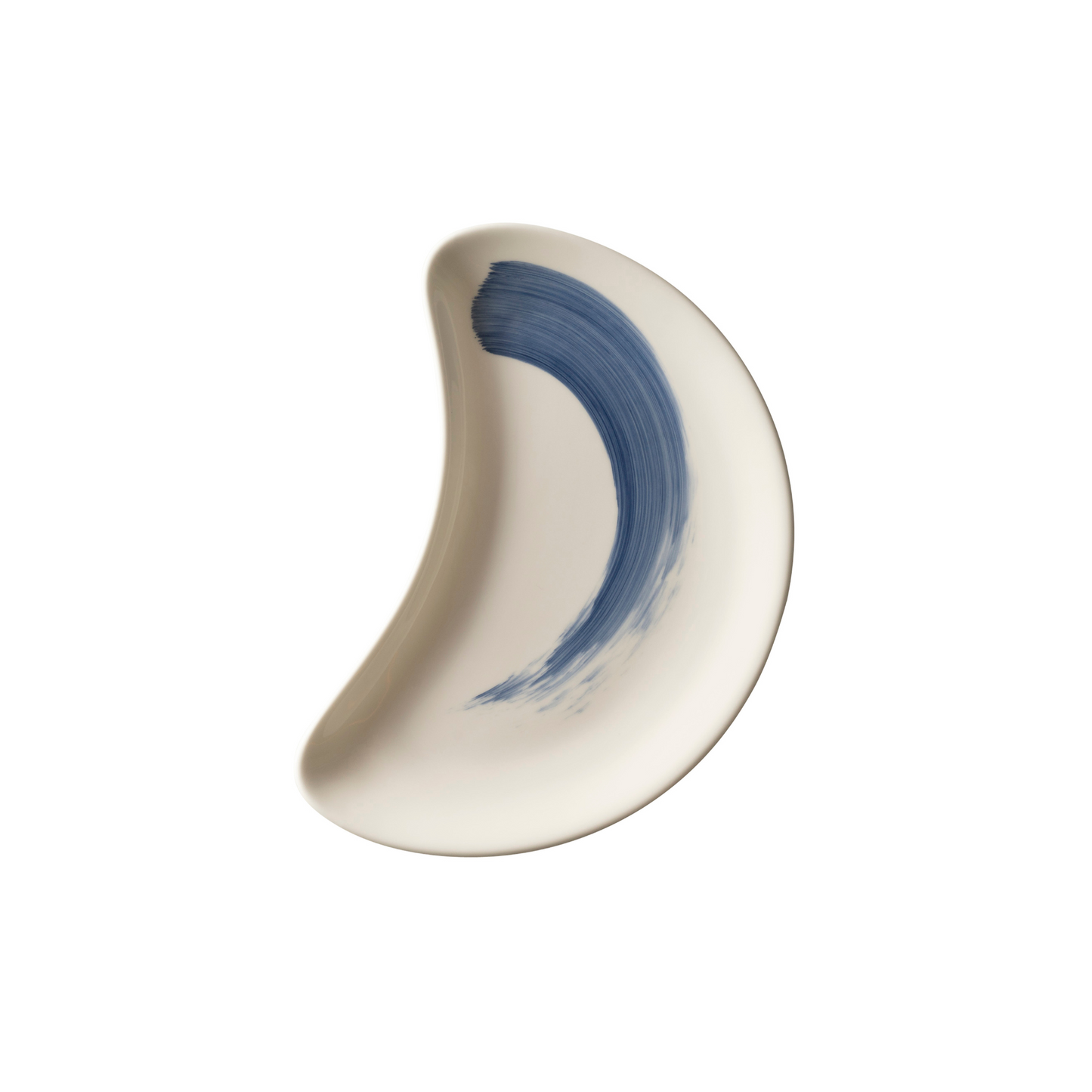 Brushstroke Blue Crescent Salad Plate