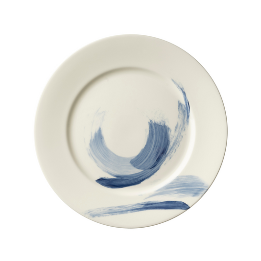 Brushstroke Blue Dinner Plate, Flat Rim