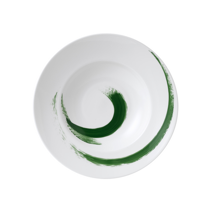 Brushstroke Green Rim Soup