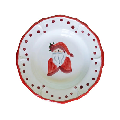 Decorative plate with a Santa Claus design on a white background