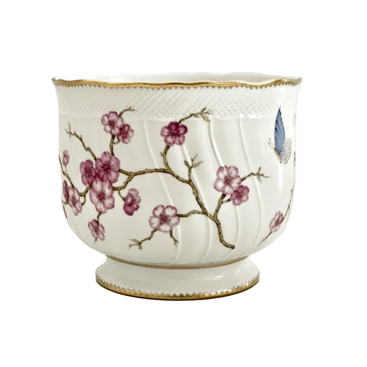 Hand Painted Cachepot, Round - Cherry Blossom