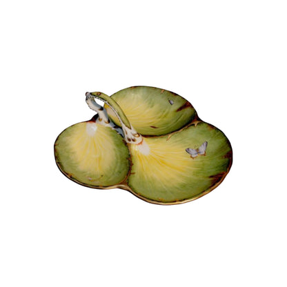 Hand Painted 3 Section Leaf Serving Platter