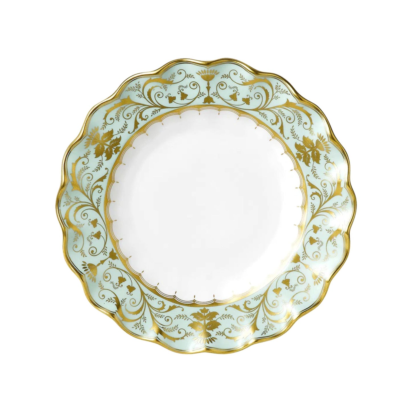 Darley Abbey Mint Green - Fluted Dessert Plate