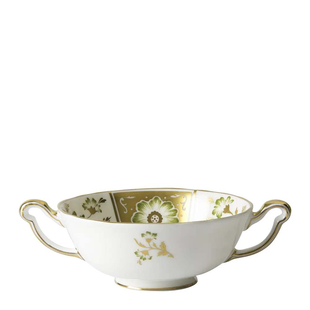 Derby Panel Green - Cream Soup Bowl & Saucer