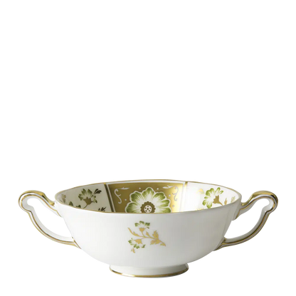 Derby Panel Green - Cream Soup Bowl & Saucer