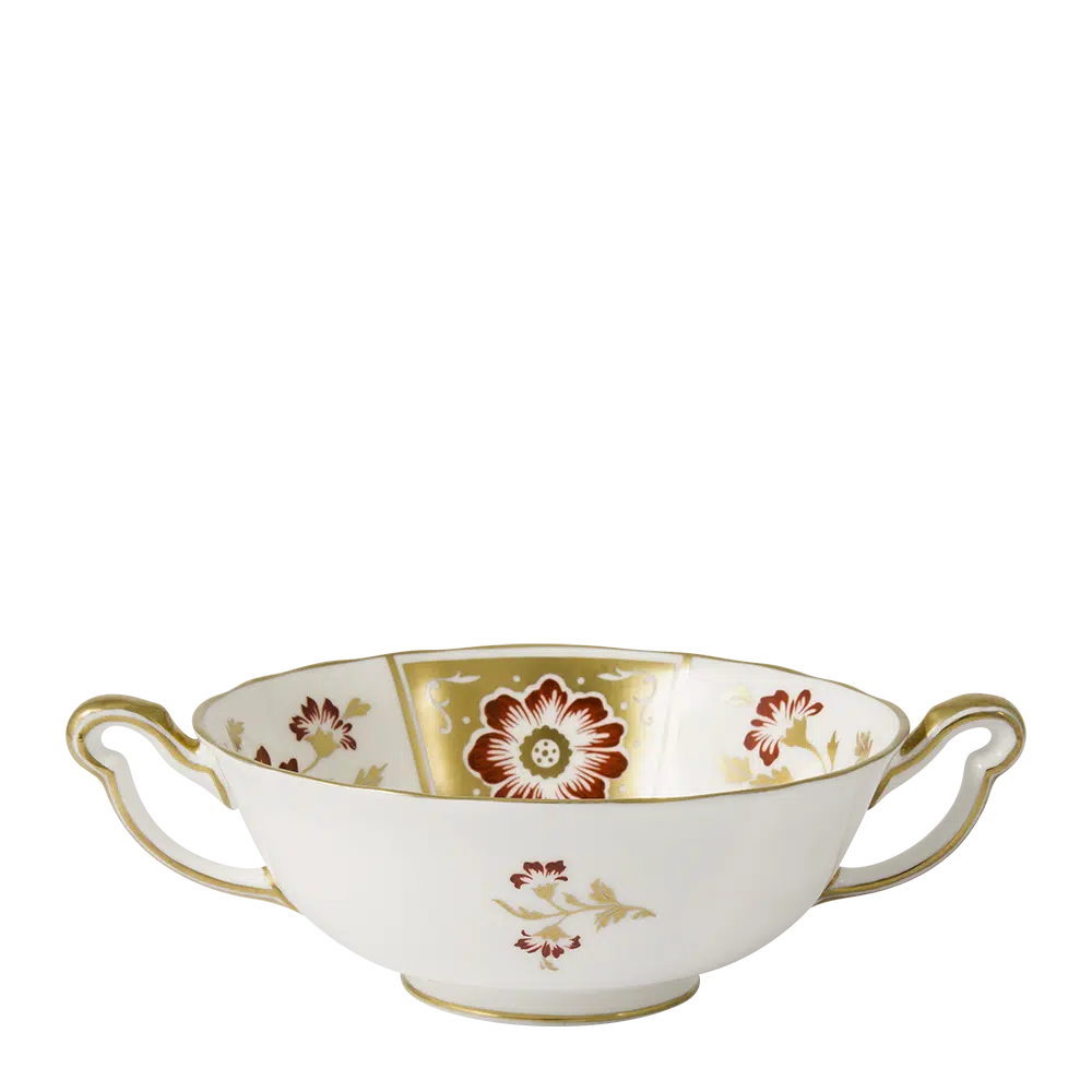 Derby Panel Red - Cream Soup Bowl & Saucer