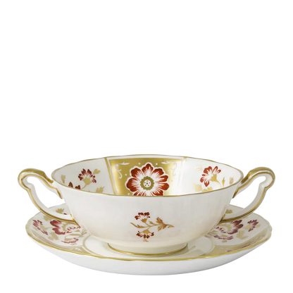 Derby Panel Red - Cream Soup Bowl & Saucer