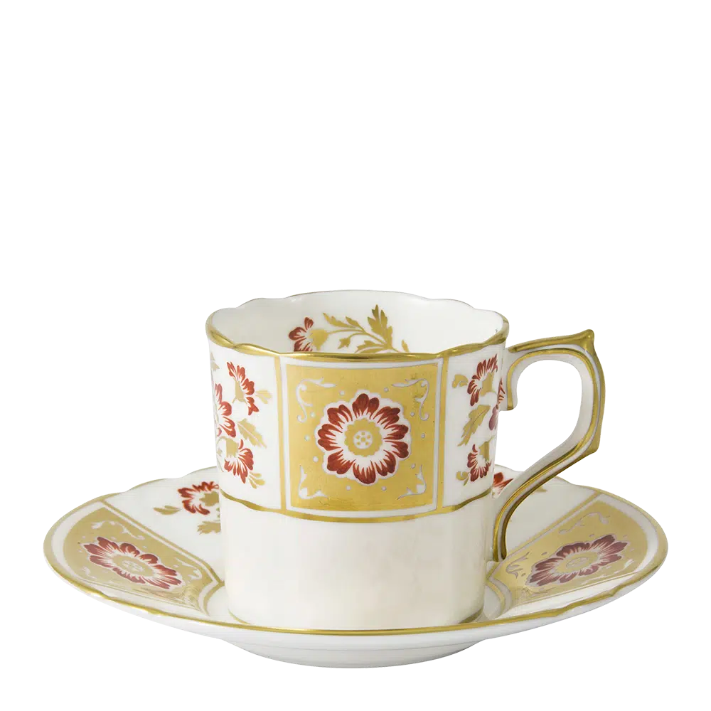 Derby Panel Red - Coffee Cup & Saucer