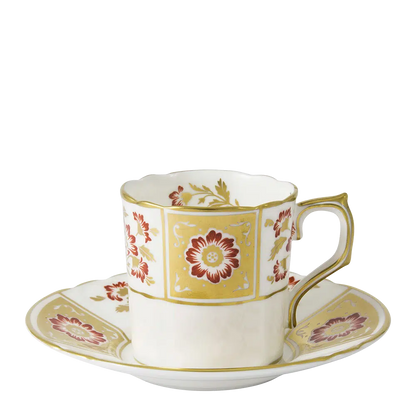 Derby Panel Red - Coffee Cup & Saucer