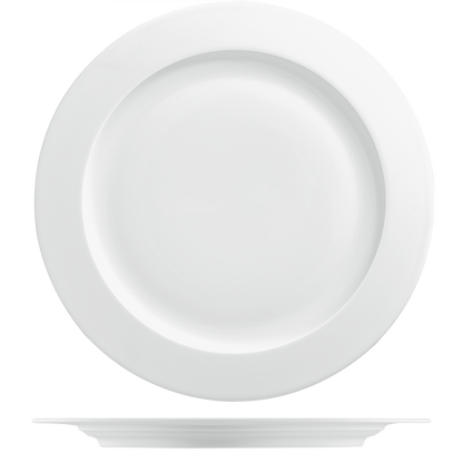 Datum Satin White Rimmed Dinner Plate