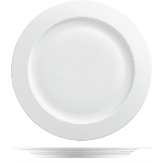 Datum White Rimmed Dinner Plate