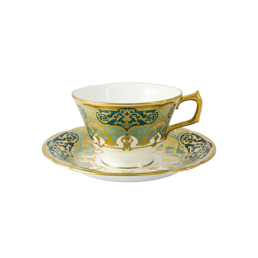 Heritage Forest Green & Turquoise - Tea Cup & Saucer