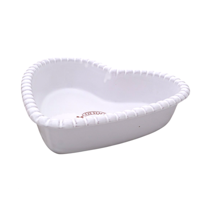 White heart shaped baking dish