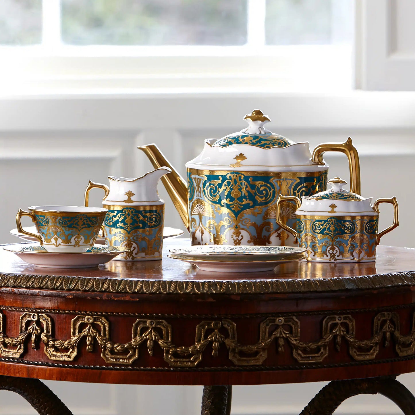 Heritage Forest Green & Turquoise - Tea Cup & Saucer